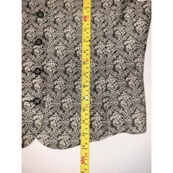 Vintage Liz Claiborne Women's Sz 12 Floral Brocade 5 Button Vest Literary Gothic - Picture 6 of 7
